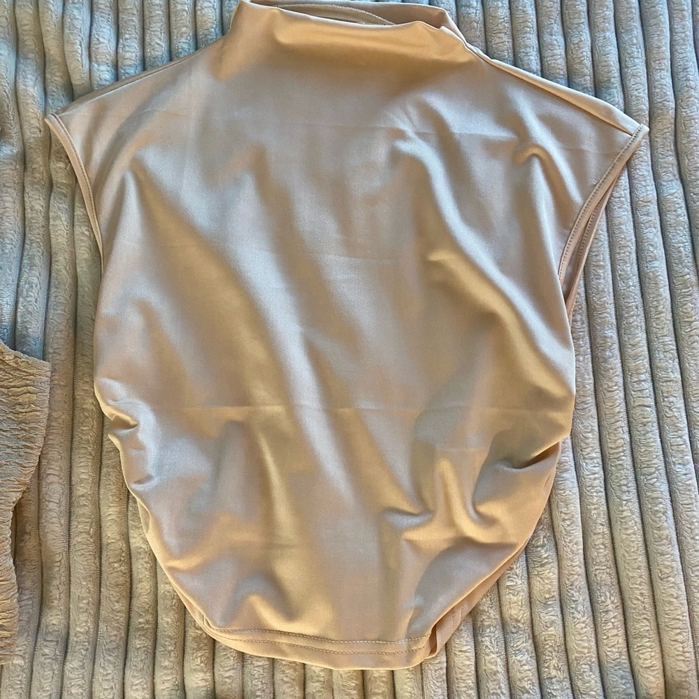SHEIN Cream High-Neck Bodysuit